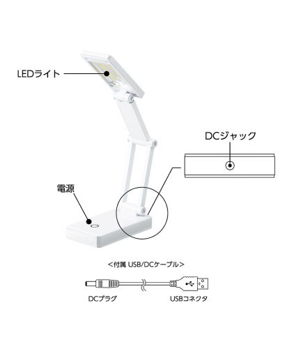 ポータブルデスクライト ワイド(TS-1643)ホワイト_商品の説明