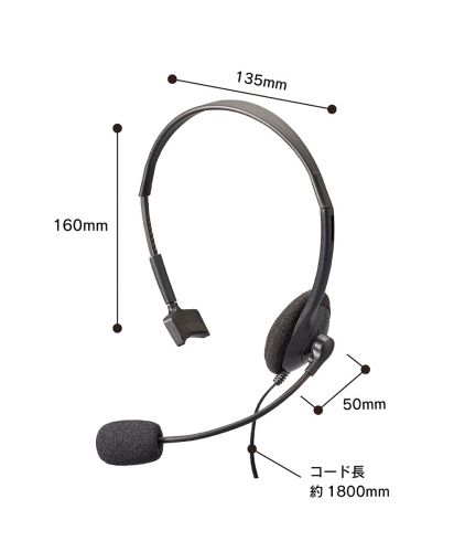MARKLESS STYLE(マークレススタイル)片耳ヘッドセット(TS-1644)ブラック_サイズイメージ