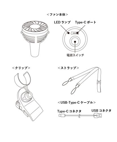 クリップミニハンディファン/付属品