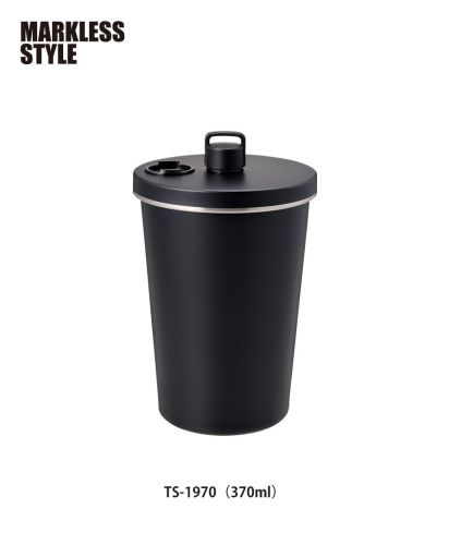 マークレススタイル(MARKLESS STYLE)ストロー付ステンレスサーモタンブラー/009 ブラック｜TS-1970（370ml）