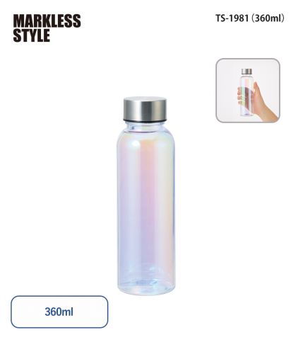マークレススタイル(MARKLESS STYLE)オーロラクリアボトル/本体側面とフタ部分に名入れが可能：TS-1981（360ml）