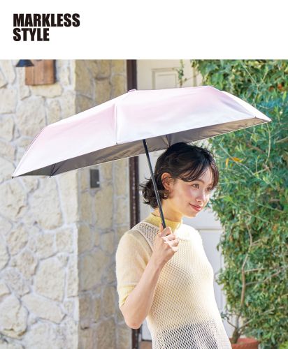 マークレススタイル(MARKLESS STYLE)グラデーション遮光折りたたみ傘（ポーチ付）/ パネル色に合わせたパイピングになっており統一感があるデザイン
