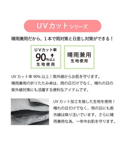 マークレススタイル(MARKLESS STYLE)ひと振り雨粒サラッとUV折りたたみ傘/UVカット率90％以上の生地を使用した晴雨兼用折りたたみ傘シリーズ。雨対策と紫外線対策を1本で兼ね備えた実用的なUVカット傘。