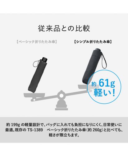 MARKLESS STYLE(マークレススタイル)シンプル折りたたみ傘/従来品より約61g軽い約199g設計のシンプル折りたたみ傘