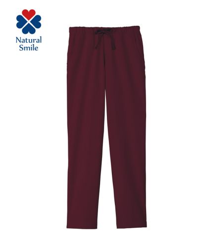 Natural Smile(ナチュラルスマイル)ユニセックススクラブパンツ/3 ボルドー