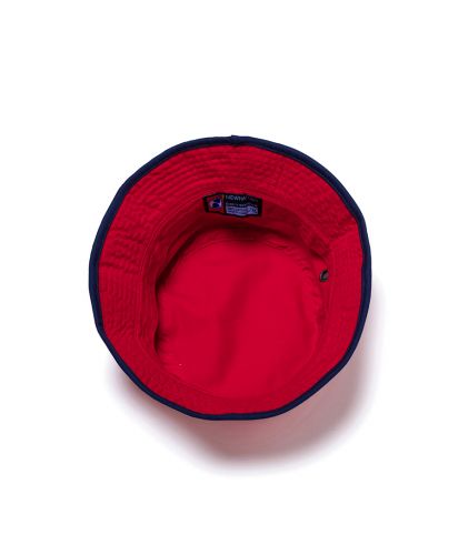 ニューハッタン(NEWHATTAN)ウォッシュ　トリムバケットハット(Washed Bucket Hat with Trim)/INSIDE:RD レッド