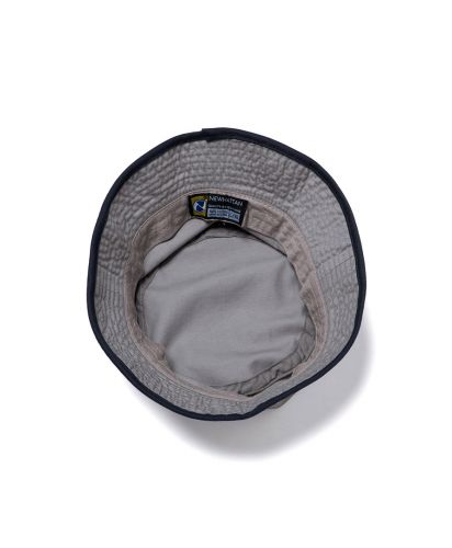 ニューハッタン(NEWHATTAN)ウォッシュ　トリムバケットハット(Washed Bucket Hat with Trim)/INSIDE:GY グレー