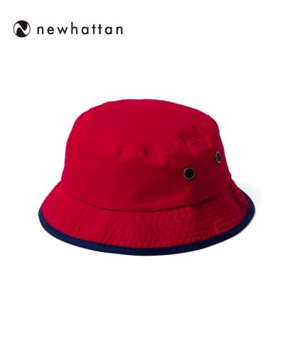 ニューハッタン(NEWHATTAN)ウォッシュ　トリムバケットハット(Washed Bucket Hat with Trim)/RD レッド