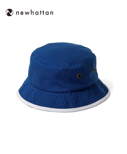 ニューハッタン(NEWHATTAN)ウォッシュ　トリムバケットハット(Washed Bucket Hat with Trim)/RB ロイヤルブルー