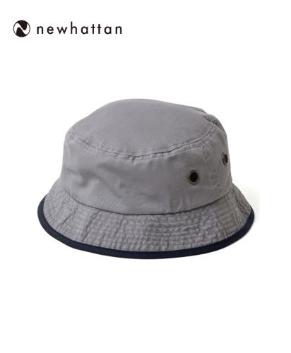 ニューハッタン(NEWHATTAN)ウォッシュ　トリムバケットハット(Washed Bucket Hat with Trim)/GY グレー