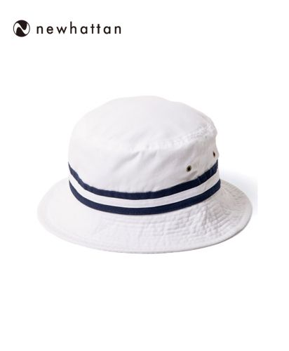 ニューハッタン(NEWHATTAN)ストライプ　バケットハット(Stripe Bucket Hat)/WH ホワイト