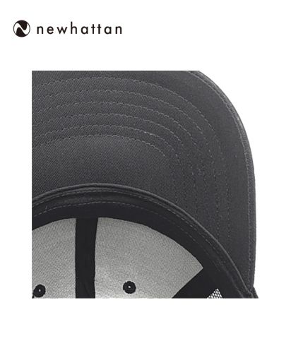 NEWHATTAN(ニューハッタン)コットンメッシュキャップ/ツバ裏・内側ディテール:カーブバイザーの縫製ラインとしっかりしたコットンツイル生地を確認できる仕様
