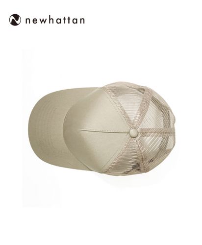NEWHATTAN(ニューハッタン)5パネルコットンメッシュキャップ/上部：フロント1枚パネルとメッシュ切替構造