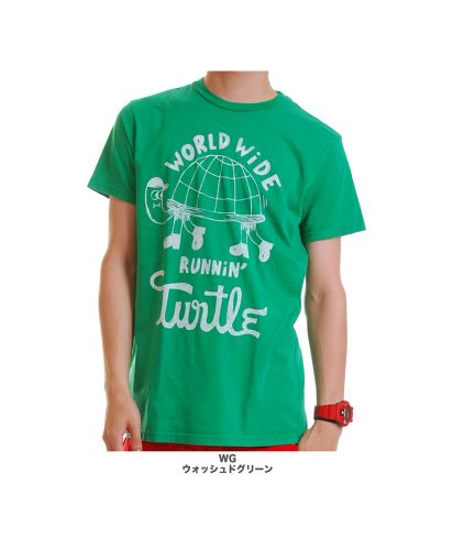 メンズ”RUNNING TURTLE”グラフィック柄プリントTシャツ/展開カラー