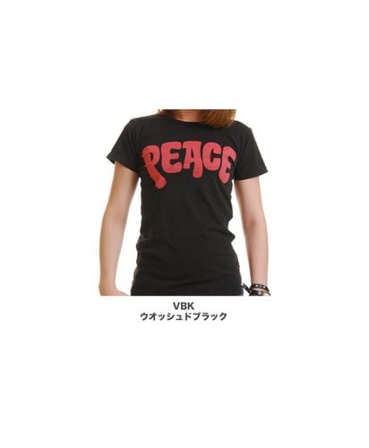 レディース"Peace"グラフィック柄プリントTシャツ/展開カラー