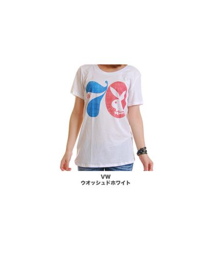 レディース"1970 PLAY BOY"グラフィック柄プリントTシャツ/展開カラー