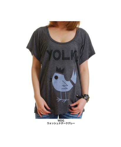 レディース”YOLK”グラフィック柄プリントTシャツ/展開カラー