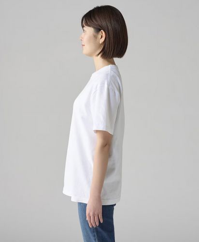 プリントスター(Printstar)5.9オンス オープンエンドTシャツ/モデル着用【サイド】：サイズS,001ホワイト(モデル身長163cm)