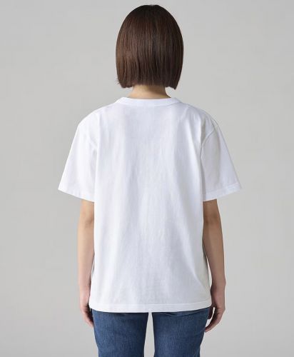 プリントスター(Printstar)5.9オンス オープンエンドTシャツ/モデル着用【バック】：サイズS,001ホワイト(モデル身長163cm)