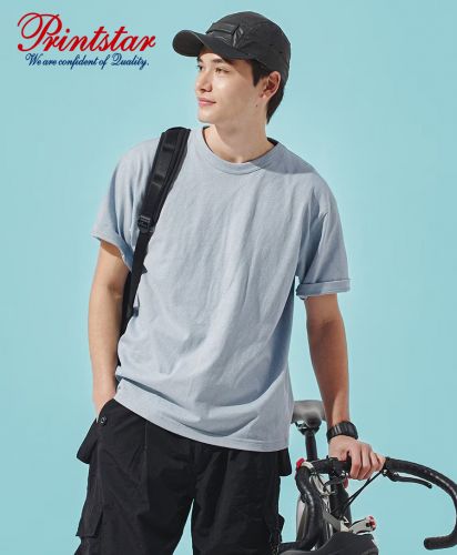 プリントスター(Printstar)5.9オンス オープンエンドTシャツ/モデル着用：426アシッドブルー
