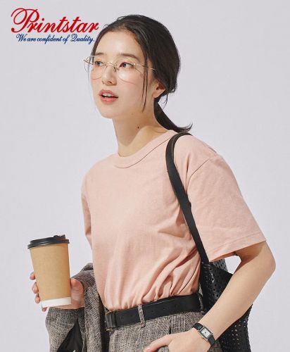 プリントスター(Printstar)5.9オンス オープンエンドTシャツ/モデル着用：400ダスティピンク