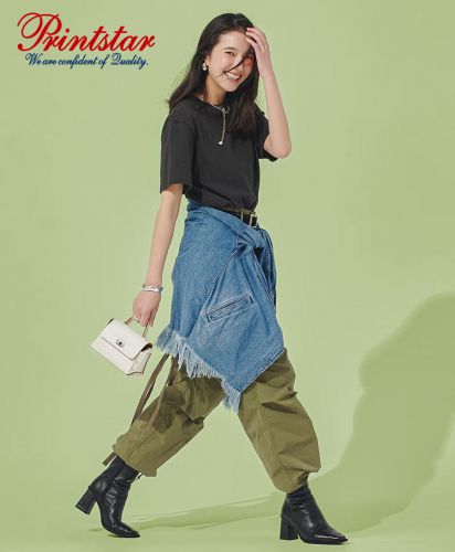 プリントスター(Printstar)5.9オンス オープンエンドTシャツ/モデル着用：167メトロブルー