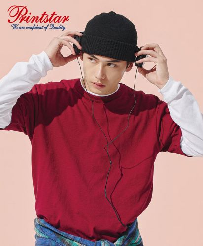 プリントスター(Printstar)5.9オンス オープンエンドTシャツ/モデル着用：112 バーガンディ