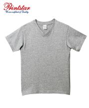 プリントスター(Printstar)5.6oz ヘビーウエイトVネックTシャツ /003杢グレー
