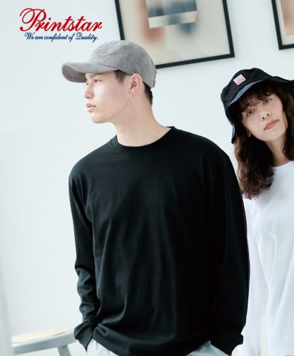 プリントスター(Printstar)　5.6オンスヘビーウェイトLS-Tシャツ+リブ / 男女着用イメージ