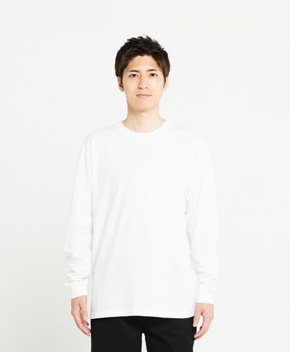 5.6オンスヘビーウェイトLS-Tシャツ+リブ / 001ホワイト Lサイズ メンズモデル180cm