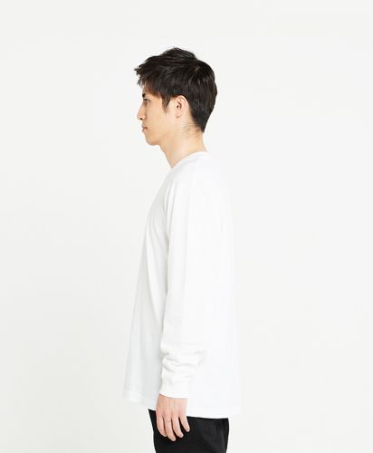5.6オンスヘビーウェイトLS-Tシャツ+リブ / 001ホワイト Lサイズ メンズモデル180cm