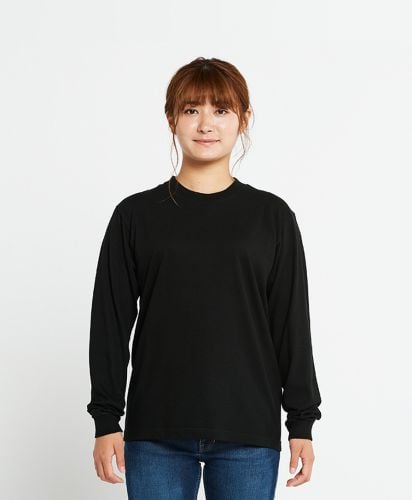プリントスター(Printstar)　5.6オンスヘビーウェイトLS-Tシャツ+リブ / 005ブラック Sサイズ レディースモデル161cm