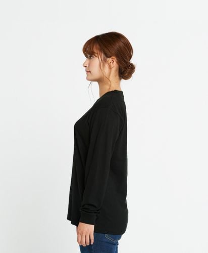 5.6オンスヘビーウェイトLS-Tシャツ+リブ / 005ブラック Sサイズ レディースモデル161cm