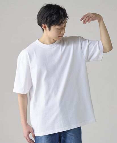 プリントスター(Printstar)7.4オンス スーパーヘビービッグTシャツ/ゆったりとしたサイズ感：サイズL,001ホワイト(モデル身長180cm)