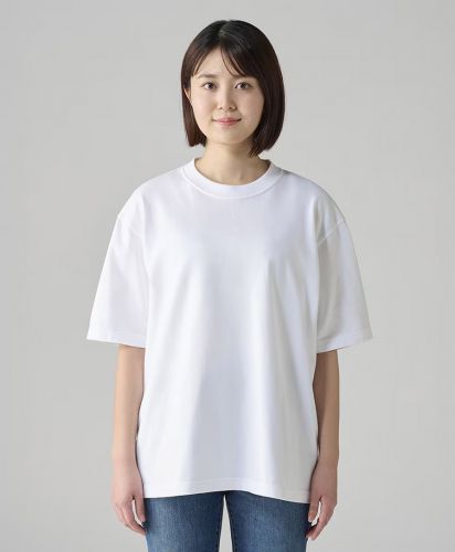 プリントスター(Printstar)7.4オンス スーパーヘビービッグTシャツ/モデル着用【正面】：001ホワイト(モデル身長163cm)