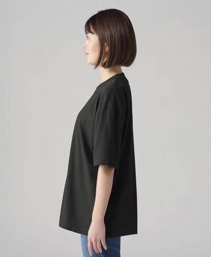 プリントスター(Printstar)7.4オンス スーパーヘビービッグTシャツ/モデル着用【サイド】：サイズS,005ブラック(モデル身長163cm)