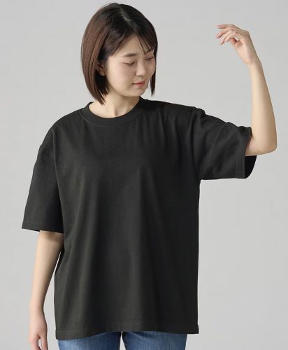 プリントスター(Printstar)7.4オンス スーパーヘビービッグTシャツ/ゆったりとしたサイズ感：サイズS,005ブラック(モデル身長163cm)