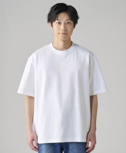 プリントスター(Printstar)7.4オンス スーパーヘビービッグTシャツ/モデル着用【正面】：サイズL,001ホワイト(モデル身長180cm)