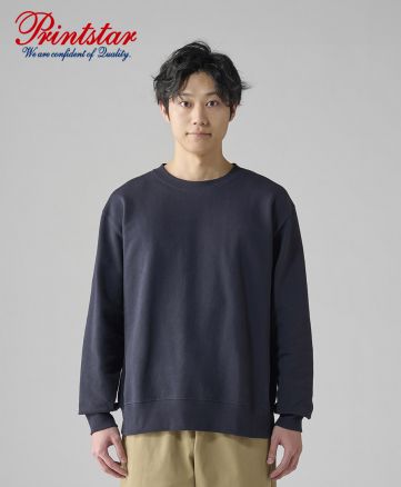 Printstar（プリントスター）10.0オンス クルーネックトレーナー/031 ネイビー：L着用モデル身長180㎝
