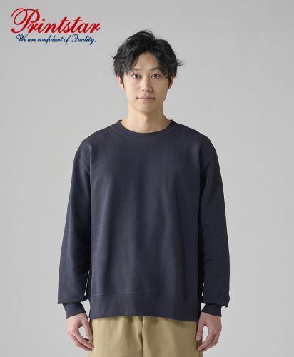 Printstar（プリントスター）10.0オンス クルーネックトレーナー/031 ネイビー：L着用モデル身長180㎝