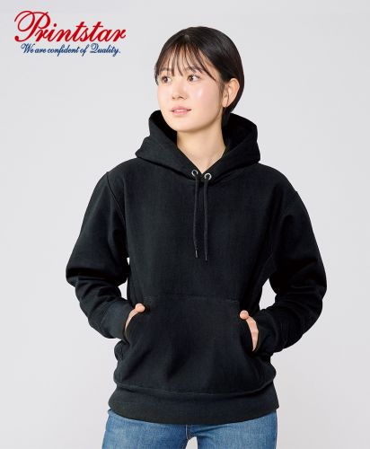 プリントスター(Printstar)12.0オンス 裏起毛ヘビープルパーカー/Sサイズ、031ネイビー着用｜モデル身長163㎝