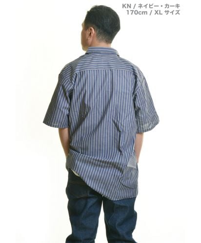 ストライプ半袖ワークシャツ/KN/ XLサイズ メンズ 170cm