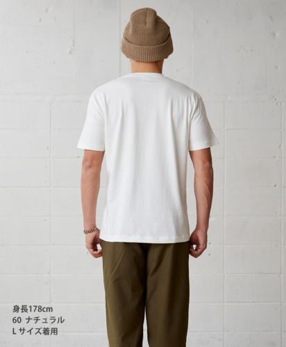 オーガニックコットンTシャツ/ 60ナチュラル Lサイズ メンズモデル178cm