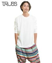 トラス(TRUSS)オーガニックコットンロングスリーブTシャツ/ 60ナチュラル XLサイズ着 メンズモデル176cm