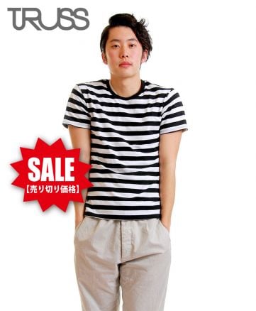 【SALE!】ボーダーTシャツ/ 85ホワイトxブラック Mサイズ メンズモデル 180cm