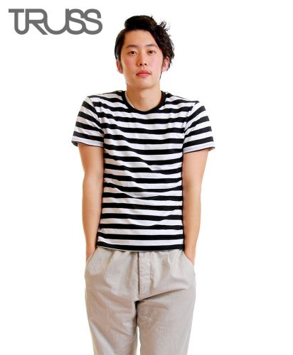 ボーダーTシャツ/ 85ホワイトxブラック Mサイズ メンズモデル 180cm