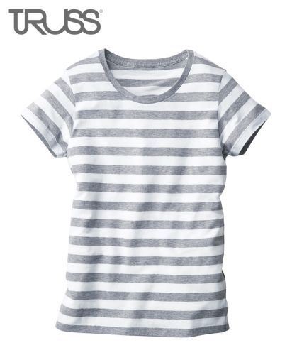 トラス(TRUSS)ウィメンズ ボーダーTシャツ/ 93 ホワイト×ヘザーグレー