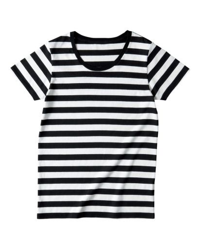 トラス(TRUSS)ウィメンズ ボーダーTシャツ/ 85ブラックxホワイト