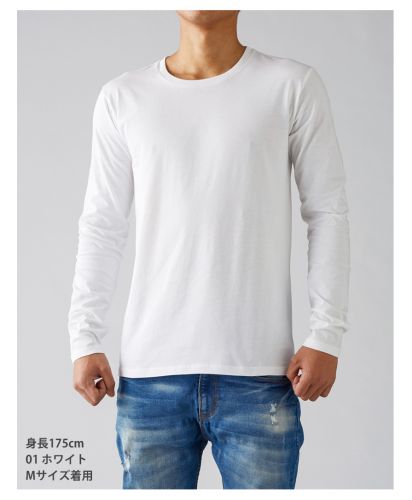 スリムフィットロングスリーブTシャツ/01ホワイト Mサイズ メンズモデル175cm