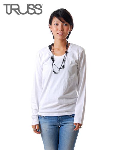 スリムフィットUネックロングスリーブTシャツ/ 01ホワイト レディースモデル
